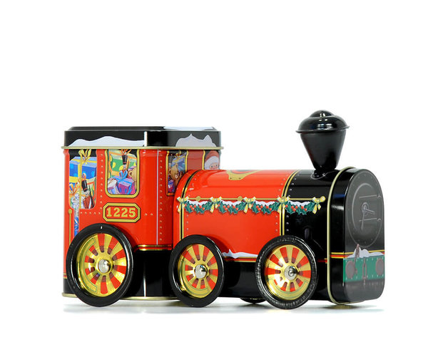 Santa's Red Lokomotive Nostalgic Tin Cookie jar