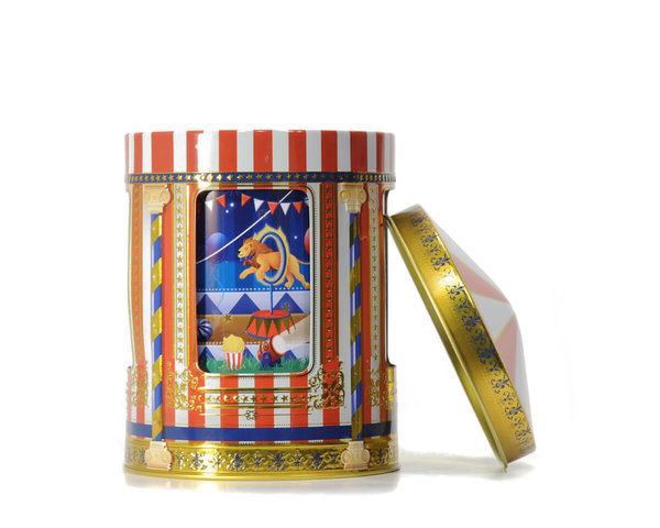 "Zirkus" Nostalgische drehende Keksdose mit Spieluhr