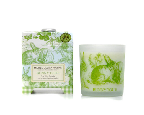 "Bunny Toile" Scented Soy Wax Candle by Michel Design
