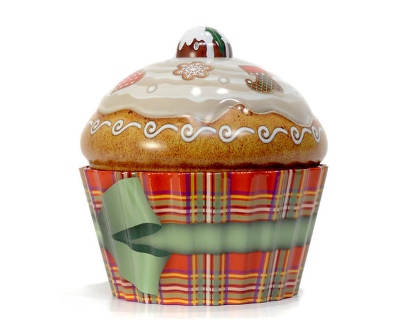 Weihnachts Cupcake Pudding Blechdose SILVER CRANE