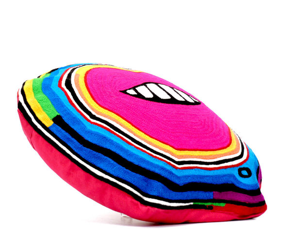 "LIPS" Embroidered Pillow by Kitsch Kitchen Amsterdam