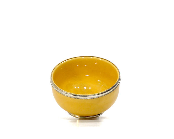 Keramik-Schälchen "Gelb" 10cm Maroc-Silber-Beschlag