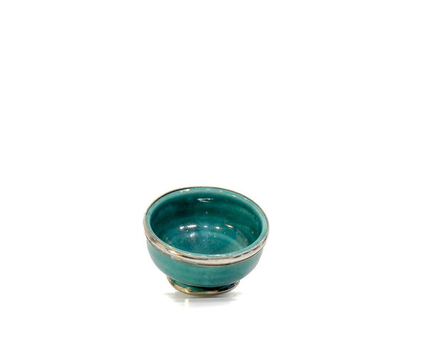 Keramik-Schälchen "Türkis" Marrakesch 8cm Maroc-Silberbeschlag