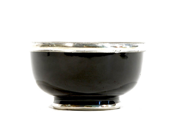 Keramik-Schälchen "Schwarz" Marrakesch 10cm Maroc-Silberbeschlag