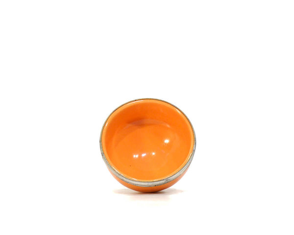 Keramik-Schälchen Marrakech "Orange" 8cm Maroc-Silber-Beschlag