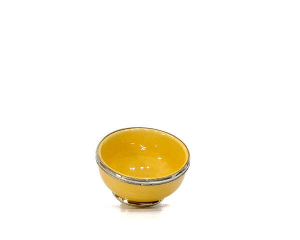 Keramik-Schälchen "Gelb" 8cm Maroc-Silber-Beschlag