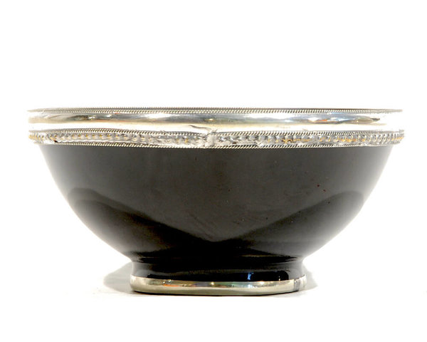 Keramik-Schale "Schwarz" 13cm Maroc-Silber-Beschlag