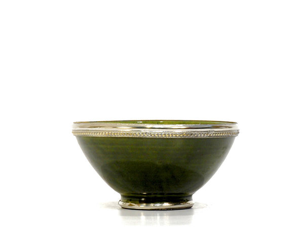 Keramik-Schale "Olive" Marrakech 13cm Maroc-Silber-Beschlag