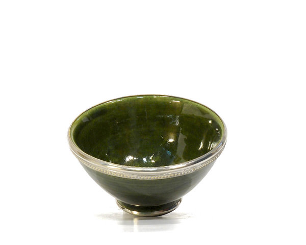 Keramik-Schale "Olive" Marrakech 13cm Maroc-Silber-Beschlag
