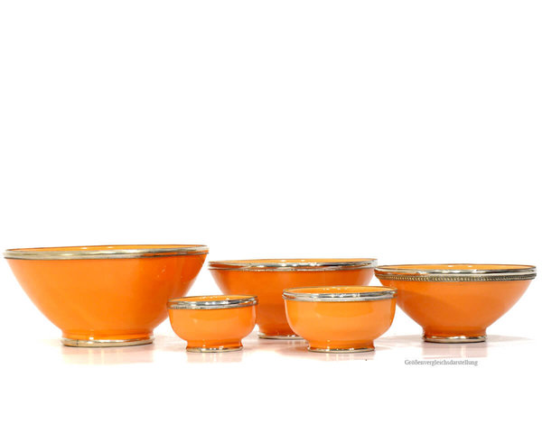 Keramik-Schale "Orange" 13cm Marrakech Maroc-Silber-Beschlag