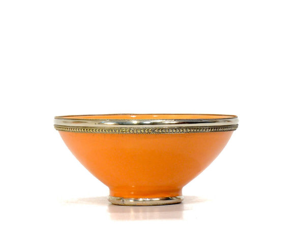 Keramik-Schale "Orange" 13cm Marrakech Maroc-Silber-Beschlag