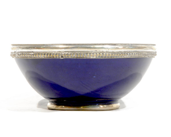 Keramik-Schale "Nachtblau" 13cm Maroc-Silber-Beschlag