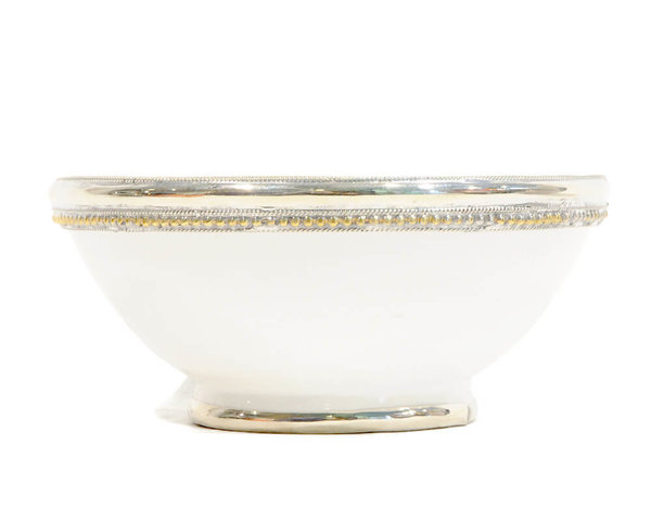 Keramik-Schale "Weiß" 13cm Maroc-Silber-Beschlag
