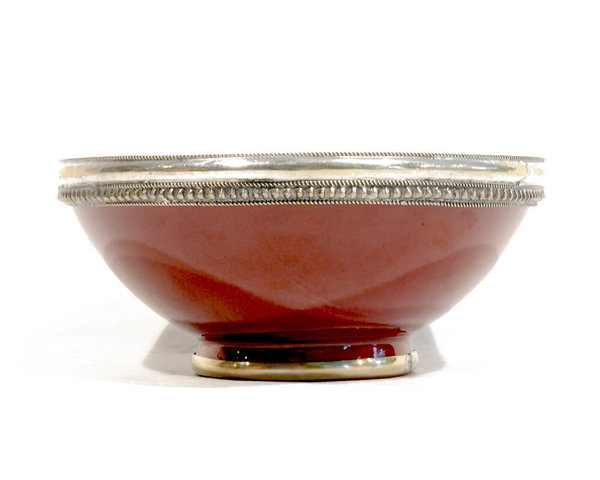 Keramik-Schale "Weinrot" Marrakech 13cm Maroc-Silber-Beschlag