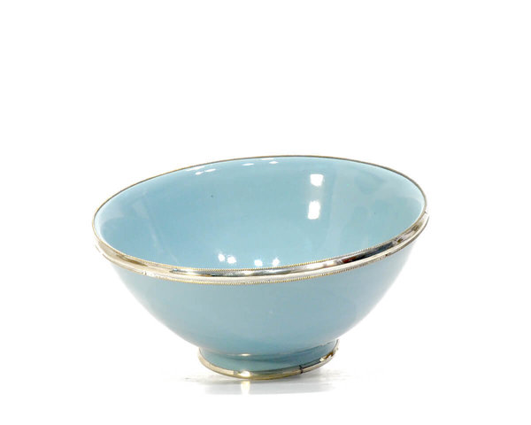Keramik-Schale Hellblau Marrakesch Silber-Beschlag 17cm