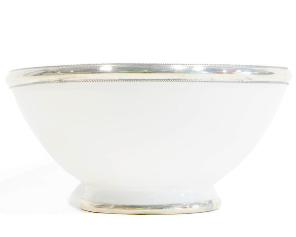Keramik-Schale "Weiß" Marrakesch Maroc-Silber-Beschlag 17cm