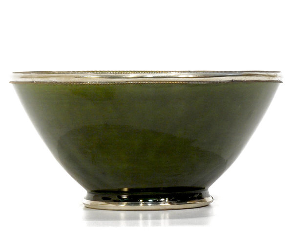 Keramik-Schale "Oliv" Marrakesch Silberbeschlag 20cm