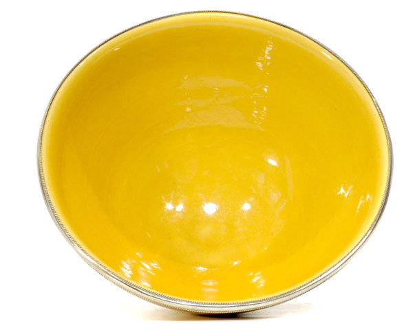 Keramik-Schale "Gelb" Marrakesch Silberbeschlag 20cm