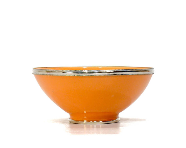 Keramik-Schale Orange Marrakesch Silber-Beschlag 17cm