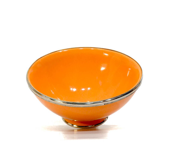 Keramik-Schale Orange Marrakesch Silber-Beschlag 17cm