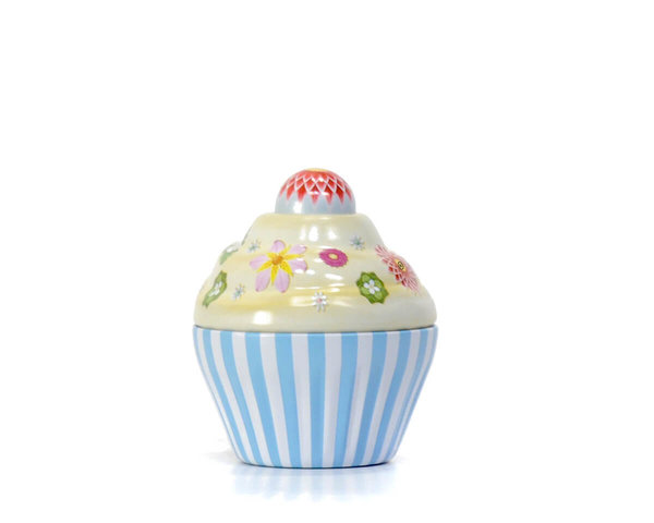 Happy Flower hellblau Cupcake Blechdose