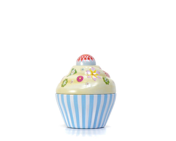 "Happy Flower" hellblau Cupcake Muffin Blechdose