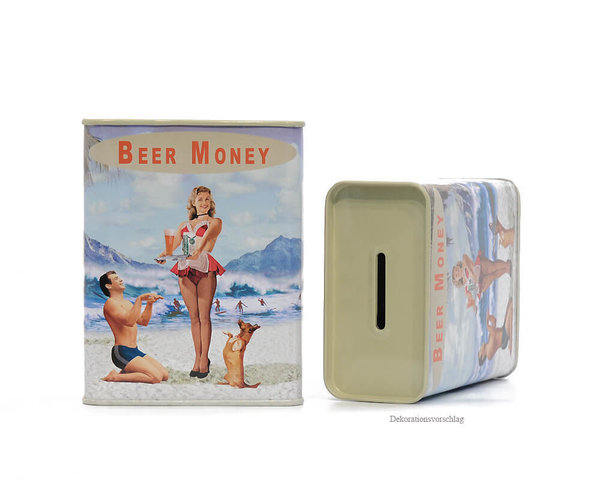 "Beer Money" Retro Humor Blech-Spardose