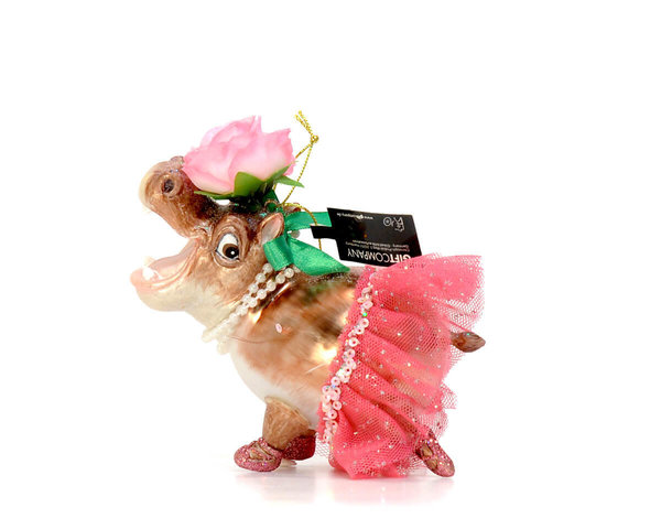 "Hippo mit Tütü" Glas Hänger von Gift Company