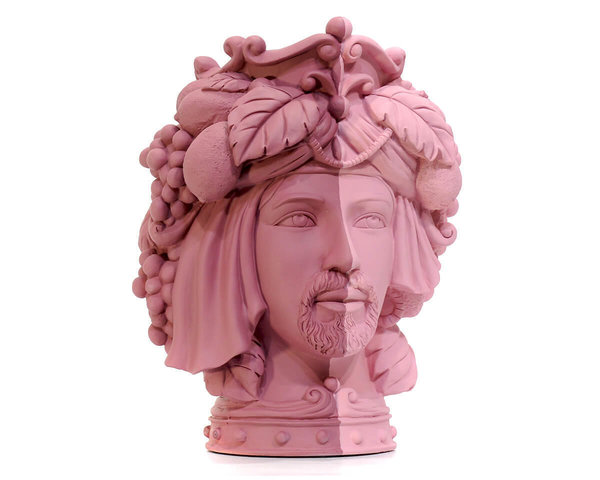 "Man" M Pink Bordeaux Skulptur Teste Matte Baci Milano