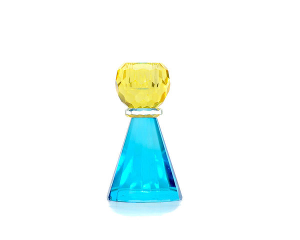 "Sari" Gelb Blau Kerzenhalter Kristallglas GIFT COMPANY
