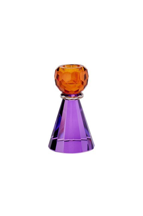 Sari Orange Lila Kerzenhalter Kristallglas GIFT COMPANY