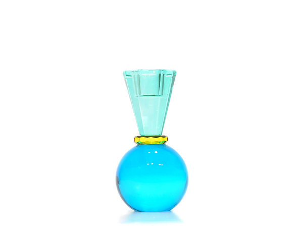 "Sari" Grün Blau Kerzenhalter Kristallglas GIFT COMPANY