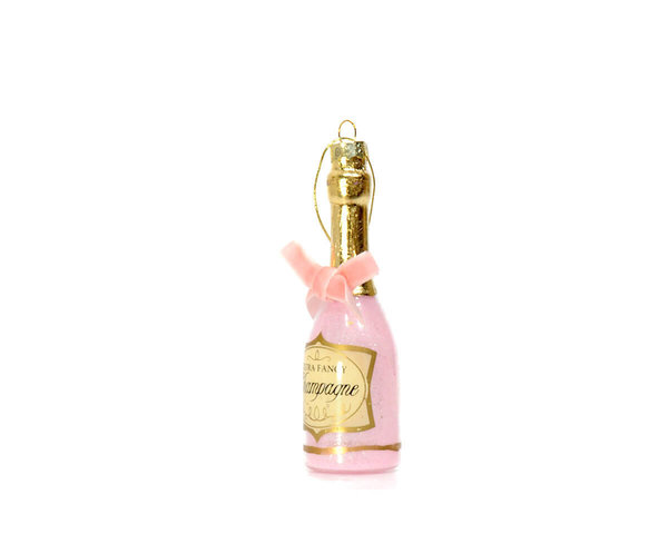 "Flasche Champagner" rosa Glas-Christbaumhänger